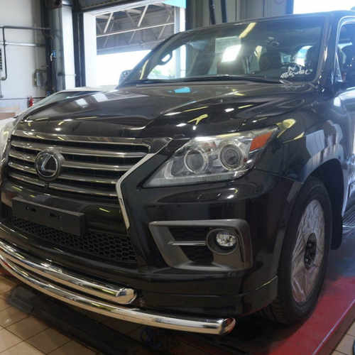 Захист переднього бампера Lexus LX570 Sport (подвійний) d 70/60