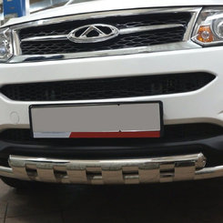 Захист переднього бампера Chery Tiggo 5 2015+ (подвійний Shark) d60/60