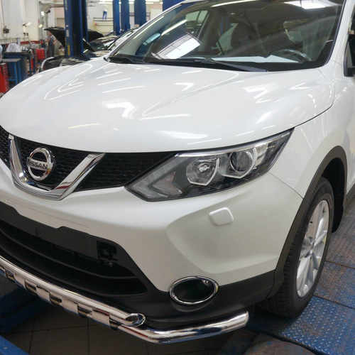Передій захист труба Nissan Qashqai 2014+ (подвійний Shark) d60/60