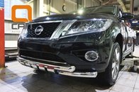 Захист переднього бампера Nissan Pathfinder (2014-) (подвійний Shark) dd60/60