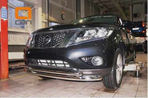 Захист переднього бампера Nissan Pathfinder (2014-) (подвійний) d 60/60