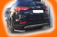 Захист заднього бампера подвійна куточки Tamsan для Hyundai Santa Fe 2013+