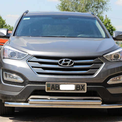 Захист переднього бампера подвійний для Hyundai Santa Fe 2013+