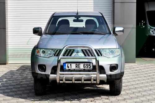 Кенгурятник високий з двома перемичками і грилем для Mitsubishi L-200 2006+