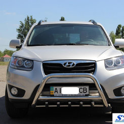 Кенгурятник з перемичкою і грилем D60 для Hyundai Santa Fe 2010-2012