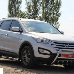 Кенгурятник з перемичкою і грилем D60 для Hyundai Santa Fe 2013+