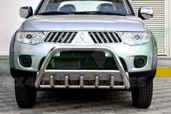 Кенгурятник з перемичкою і грилем D60 для Mitsubishi L-200 2006-2010