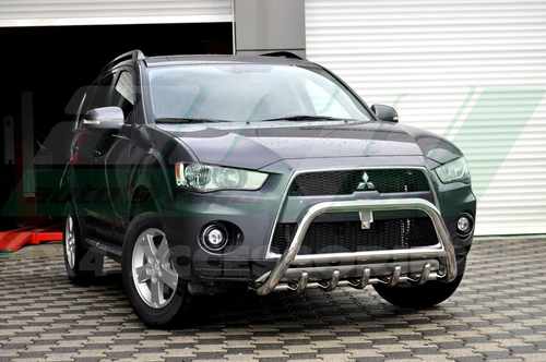 Кенгурятник з перемичкою і грилем D60 для Mitsubishi Outlander 2010-2012