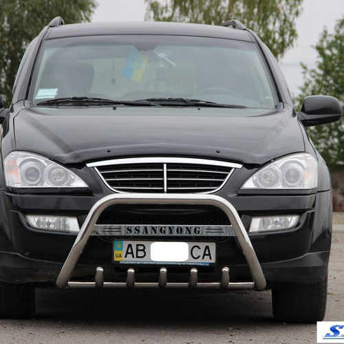 Кенгурятник з написом і грилем D60 для Ssang Yong Kyron 2007+ (WT004)