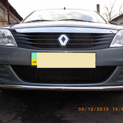 Захист переднього бампера D42 (чорний метал) для Renault logan 2008-2013