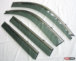Дефлекторы окон ветровики с хром окантовкой из нерж. для Toyota Land Сruiser 120 Prado 2002-2009 (светло-дымчатые)