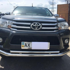 Передній захист подвійний (чорний метал) для Toyota Hilux 2016+ діаметр труби 6042мм