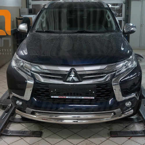 Захист переднього бампера Mitsubishi Pajero Sport (2016-) (подвійний)