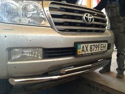Захист переднього бампера подвійний для Toyota Land Cruiser 200