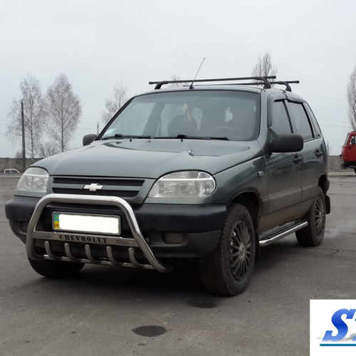 Кенгурятник з написом і грилем D60 для Chevrolet Niva 2006-2012 (WT004)