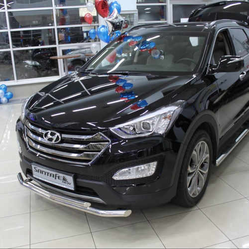 Пороги труба (чорний метал) для Hyundai Santa Fe 2013-2018