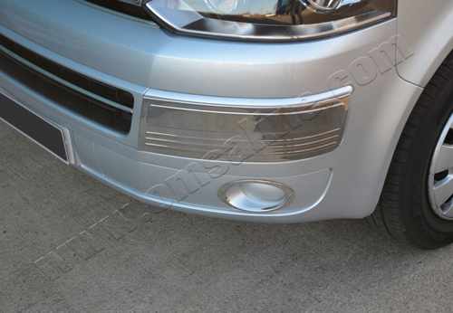 Хром накладки на передній бампер (нерж.) 2 шт. (Бровки) для VW T5 2003-2010 Omsa Line (Туреччина)