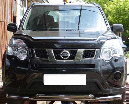 Захист передній подвійний (чорний метал) для Nissan X-trail 2007-2010, 2010-2013