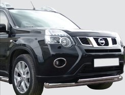 Захист передній подвійний (чорний метал) для Nissan X-trail 2007-2010, 2010-2013