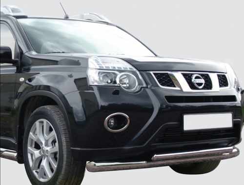 Захист передній подвійний (чорний метал) для Nissan X-trail 2007-2010, 2010-2013