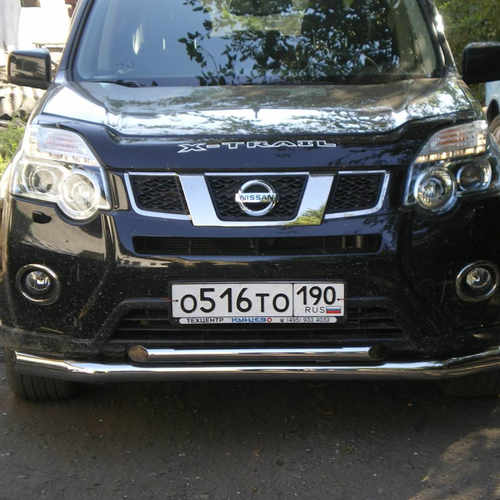 Захист передній подвійний (чорний метал) для Nissan X-trail 2007-2010, 2010-2013