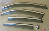 Дефлектори вікон вітровики з хром окантовкою (нерж.) для VW Polo Хетч 2009+