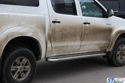 Пороги лист нержавейка для Toyota Hilux 2005-2015 пороги диаметр 42 мм