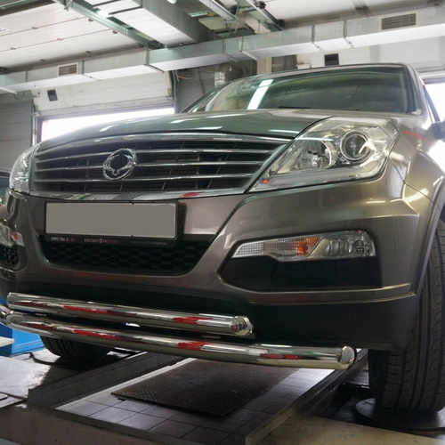 Захист переднього бампера Ssang Yong Rexton (2007-2012 / 2012-) (подвійний) d 70/60