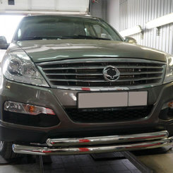 Захист переднього бампера Ssang Yong Rexton (2007-2012 / 2012-) (подвійний) d 70/60