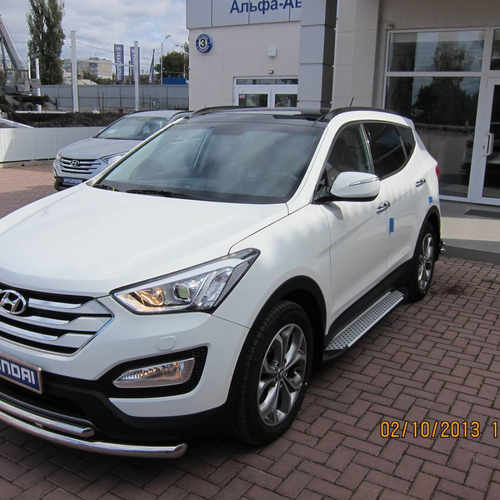 Захист переднього бампера подвійний Tamsan для Hyundai Santa Fe 2013+