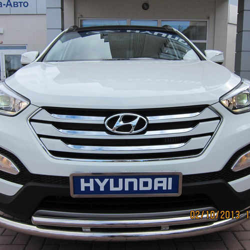 Захист переднього бампера подвійний Tamsan для Hyundai Santa Fe 2013+