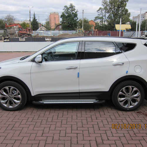 Захист заднього бампера подвійна куточки подвійні Tamsan для Hyundai Santa Fe 2013+