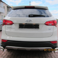 Захист заднього бампера подвійна куточки подвійні Tamsan для Hyundai Santa Fe 2013+