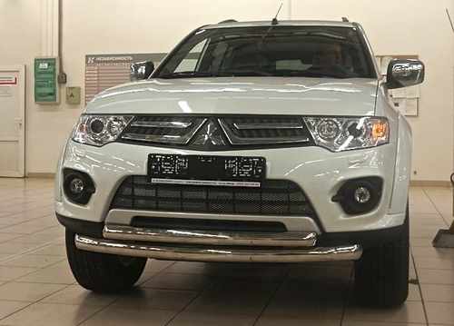 Захист переднього бампера Mitsubishi Pajero Sport 2008-2016 і l200 2009-2016 (подвійний) d 70/60