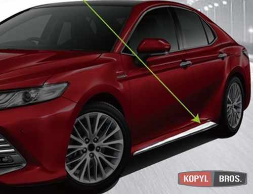 Молдинги на зовнішні пороги (нерж.) для Toyota Camry 70 2018+