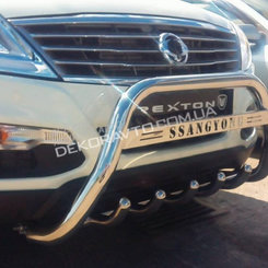 Кенгурятник з написом і грилем D51 для Ssang Yong Korando 2010-12 (WT004)