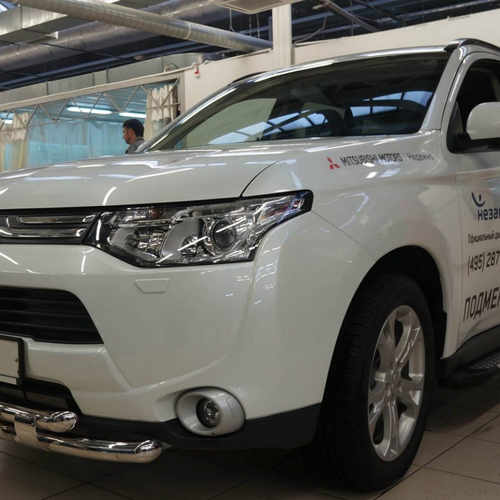 Захист переднього бампера подвійний з зубцями для Mitsubishi Outlander 2012+
