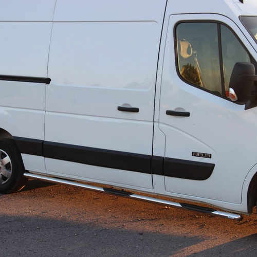 Пороги труба нерж. для Renault Master 2010- /довга зні.база /Ø60 (NISSAN NV400 -2010+, Opel Movano-2010+ )