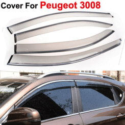 Дефлектори вікон вітровики з хром окантовкою (нерж.) для Peugeot 3008 2008+