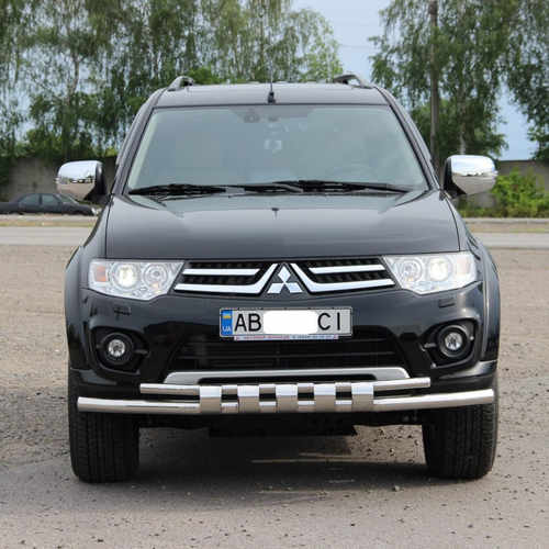 Захист переднього бампера подвійний для Mitsubishi Pajero Sport 2008+/L200 2010+
