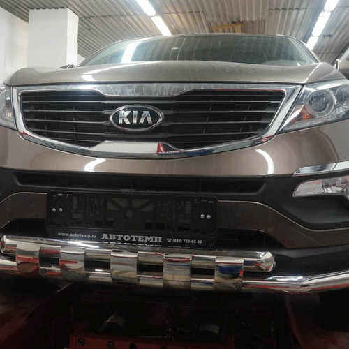 Захист переднього бампера KIA Sportage 2010+ (подвійний Shark) 60/60