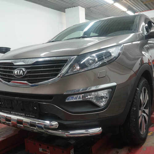 Захист переднього бампера KIA Sportage 2010+ (подвійний Shark) 60/60