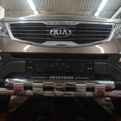 Захист переднього бампера KIA Sportage 2010+ (подвійний Shark) 60/60