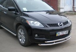 Захист передній подвійний (чорний метал) для Mazda CX7