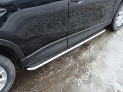 Пороги майданчик лист (чорний метал) для Mazda CX-5 з алюмінієвим листом d42