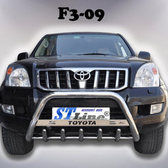 Кенгурятник с надписью и грилем D60 для Toyota Prado 120 (WT004)