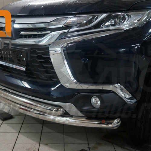 Захист переднього бампера Mitsubishi Pajero Sport (2016-) (подвійний)