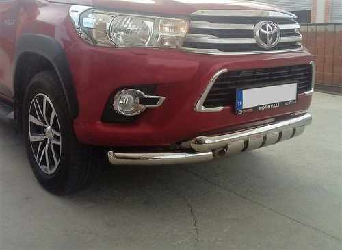 Захист переднього бампера Toyota Hilux (2015-) (подвійний Shark) d60/60