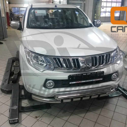 Захист переднього бампера Mitsubishi L200 (2016-2019)/ Fiat FullBack (подвійний Shark) d60/60