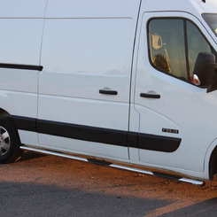 Пороги труба нерж. для Renault Master 2010- /сер.база /Ø60 (NISSAN NV400 2010+, Opel Movano-2010)